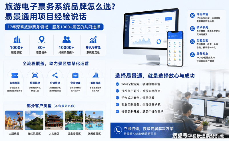 旅游电子票务系统品牌怎么选?易景通用项目经验说话