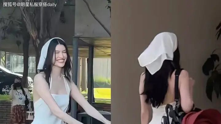 何穗当妈后“美的发光”!穿白裙戴白色头巾,松弛法式风情拉满