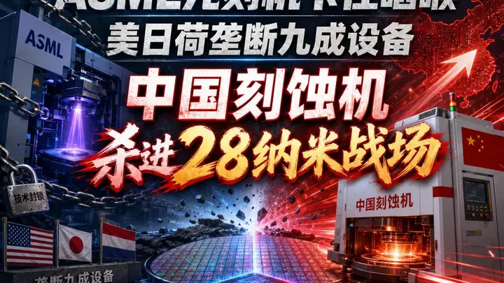 ASML光刻机卡住咽喉、美日荷垄断了九成设备，中国刻蚀机已杀进28纳米战场