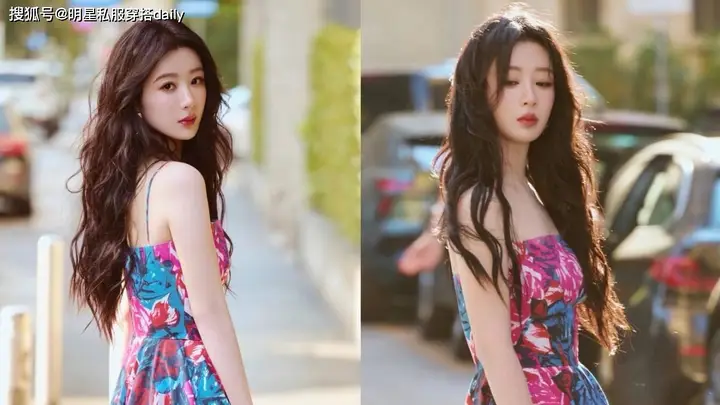杨紫找对风格如“东方玫瑰”!穿浓烈印花长裙秀肩颈线,风情万种