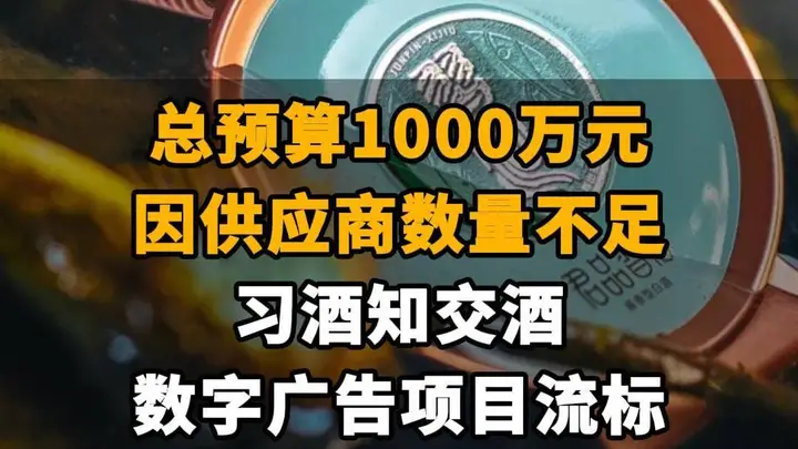 【总预算1000万元，因供应商数量不足，习酒知交酒数字广告项目流标】