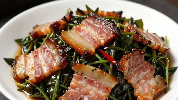 野蔬与岁月的共舞——马齿苋炒腊肉记