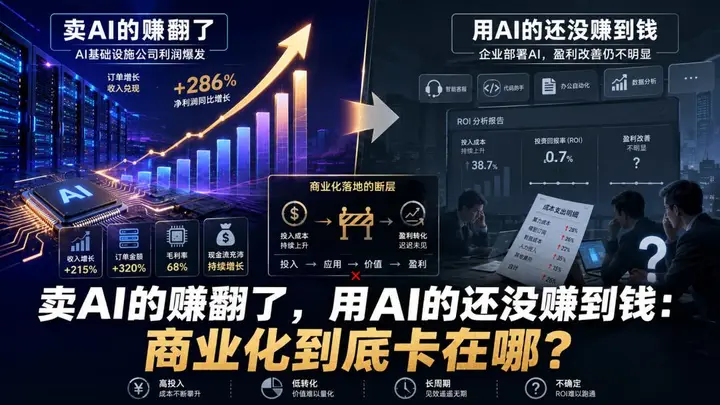 卖AI的赚翻了,用AI的还没赚到钱:商业化到底卡在哪?