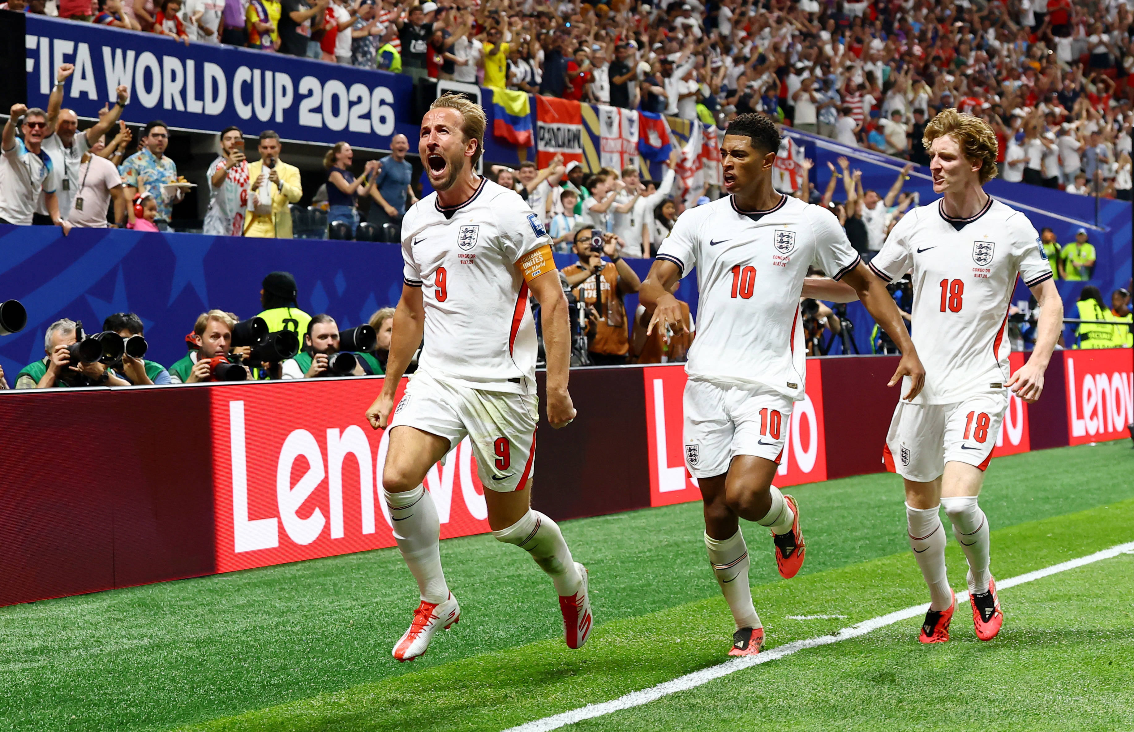 世界杯-凯恩双响戈登2助 英格兰2-1逆转绝杀民主刚果