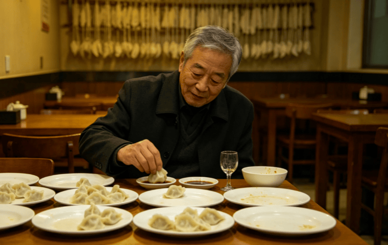 沈阳一家自助饺子馆贴出 18 元随便吃 的横幅，68 岁的大爷进店，吃了 20 多个饺子，喝光 2 两白酒