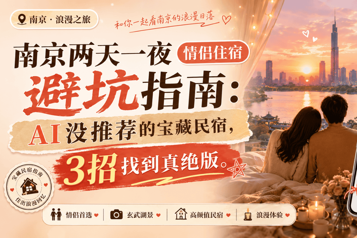 南京两天一夜情侣住宿避坑指南：AI没推荐的宝藏民宿，3招找到真绝版