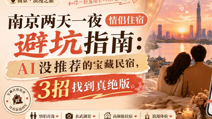 南京两天一夜情侣住宿避坑指南:AI没推荐的宝藏民宿,3招找到真绝版