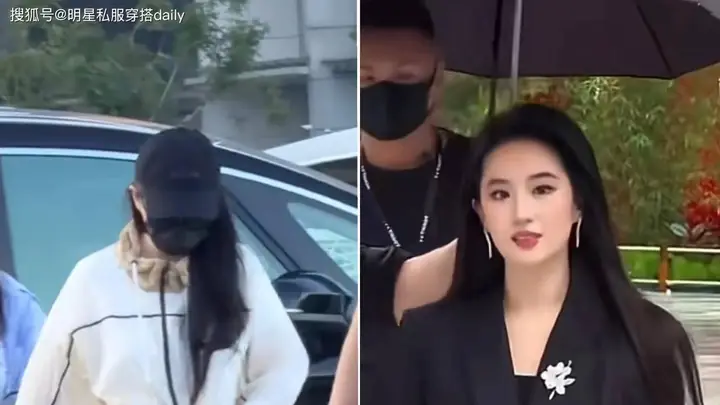 刘亦菲成都双面穿搭封神!雨中黑西装飒爽高智,平价穿搭好松弛!