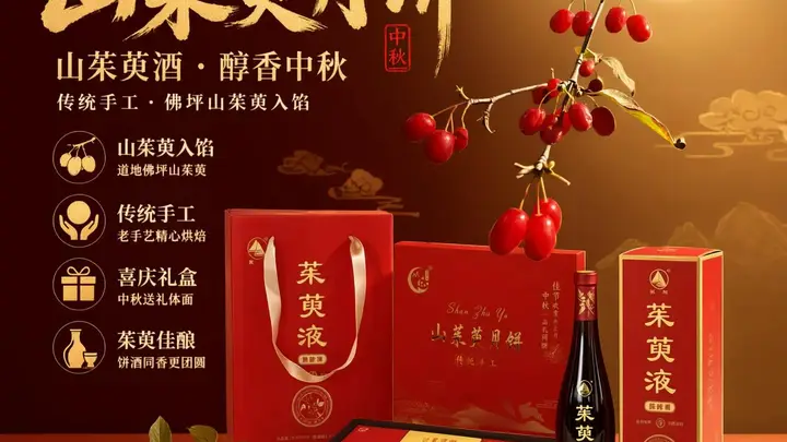 佛坪山茱萸月饼,饼酒相伴,共赴中秋好时节
